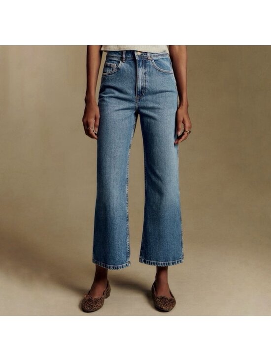 Sezane Denim - Sezane Le Crop Wide Leg Denim Blue Jeans High Rise Women’s Size 36 / US 4